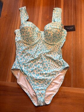 kate spade seaflower aqua and cream one-piece swimsuit
